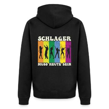 Volksmusik Party Dorffest Ouftit Deutsche Schlager - Unisex Premium Bio Zip Hoodie - Schwarz - Hinten - Nico (187cm)