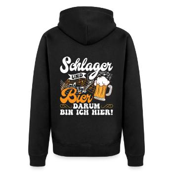 Volksmusik Party Dorffest Ouftit Deutsche Schlager - Unisex Premium Bio Zip Hoodie - Schwarz - Hinten - Nico (187cm)