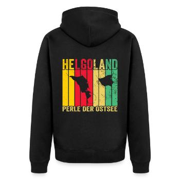 Helgoland Ostsee Sylt Deät Lun Leuchtturm - Unisex Premium Bio Zip Hoodie - Schwarz - Hinten - Nico (187cm)