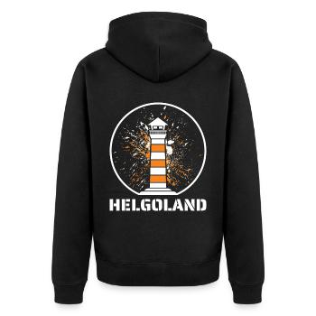 Helgoland Ostsee Sylt Deät Lun Leuchtturm - Unisex Premium Bio Zip Hoodie - Schwarz - Hinten - Nico (187cm)