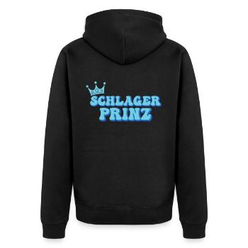 Volksmusik Party, Dorffest Ouftit für Männer - Unisex Premium Bio Zip Hoodie - Schwarz - Hinten - Nico (187cm)