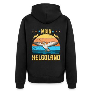Helgoland Ostsee Sylt Deät Lun Leuchtturm - Unisex Premium Bio Zip Hoodie - Schwarz - Hinten - Nico (187cm)
