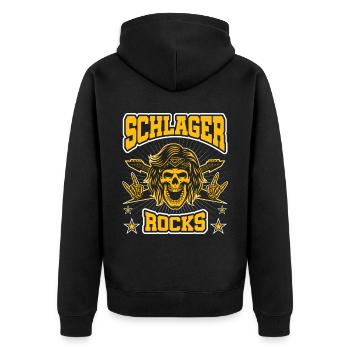 Volksmusik Party Dorffest Ouftit Deutsche Schlager - Unisex Premium Bio Zip Hoodie - Schwarz - Hinten - Nico (187cm)