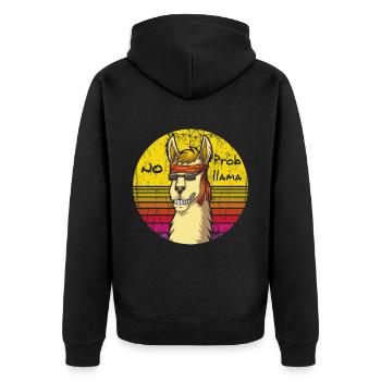 Lustige Tiere für Tierliebhaber Lama, Alpaka - Unisex Premium Bio Zip Hoodie - Schwarz - Hinten - Nico (187cm)