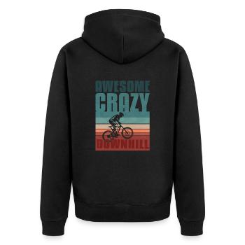 Retro Downhill - Unisex Premium Organic Zip Hoodie - black - Back - Nico (187cm)