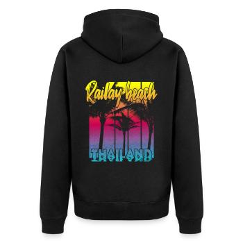 Railay Beach Thailand - Unisex Premium Bio Zip Hoodie - Schwarz - Hinten - Nico (187cm)