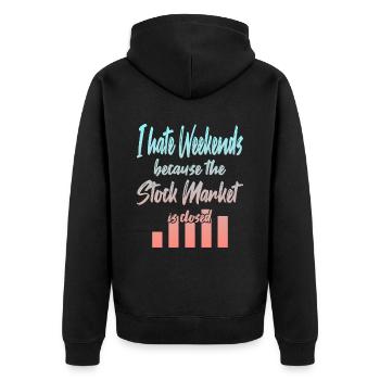 Stock Market is Closed - Unisex Premium Bio Zip Hoodie - Schwarz - Hinten - Nico (187cm)