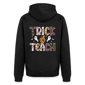 Halloween Costume - Trick Or Teach Teacher - Unisex Premium Bio Zip Hoodie - Schwarz - Hinten - Nico (187cm)