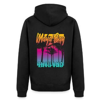 Maya Bay Thailand - Unisex Premium Organic Zip Hoodie - black - Back - Nico (187cm)