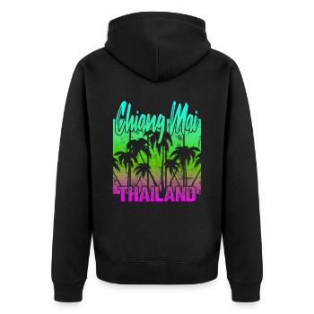 Chiang Mai Thailand - Unisex Premium Bio Zip Hoodie - Schwarz - Hinten - Nico (187cm)