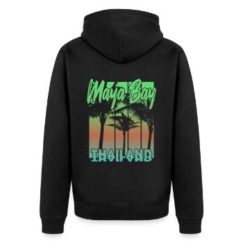 Maya Bay Thailand - Unisex Premium Organic Zip Hoodie - black - Back - Nico (187cm)