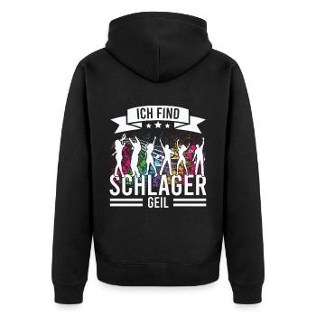 Volksmusik Party Dorffest Ouftit Deutsche Schlager - Unisex Premium Bio Zip Hoodie - Schwarz - Hinten - Nico (187cm)
