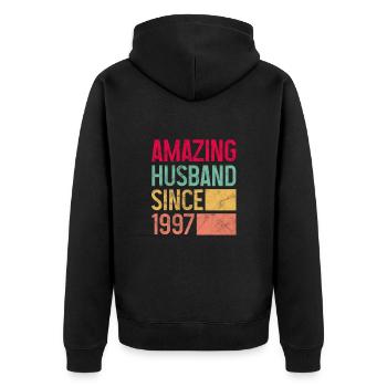 Mari depuis 1997 - Veste à capuche bio Premium Unisexe - noir - Dos - Nico (187cm)