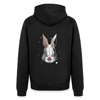 Kaninchen Polygon Kunst Tier Geometrie - Unisex Premium Bio Zip Hoodie - Schwarz - Hinten - Nico (187cm)