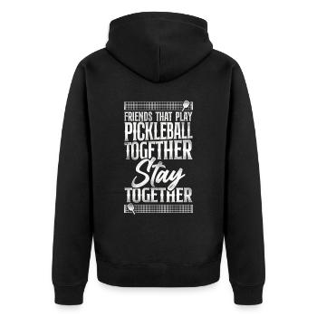 Pickleball Buddies Friends That - Unisex Premium Organic Zip Hoodie - black - Back - Nico (187cm)