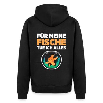 Für Meine Fische Tue Ich Alles Geschenk - Unisex Premium Bio Zip Hoodie - Schwarz - Hinten - Nico (187cm)