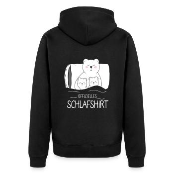 Offizielles Schlafshirt Eisbär - Unisex Premium Bio Zip Hoodie - Schwarz - Hinten - Nico (187cm)