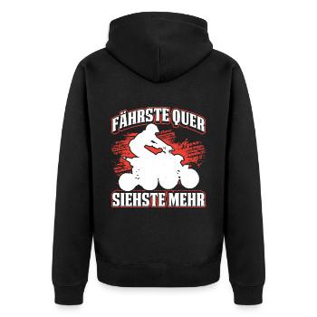 Fährste Quer Siehste Mehr - Unisex Premium Bio Zip Hoodie - Schwarz - Hinten - Nico (187cm)