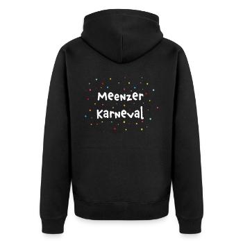 Meenz im Herz Karneval Fasching Konfetti Mainz - Unisex Premium Bio Zip Hoodie - Schwarz - Hinten - Nico (187cm)