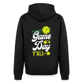 Pickleball Girl Ladies Game Day - Unisex Premium Bio Zip Hoodie - Schwarz - Hinten - Nico (187cm)