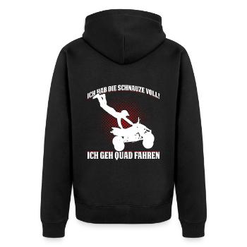 Ich Hab Die Schnauze Voll! Ich Geh Quad Fahren - Unisex Premium Bio Zip Hoodie - Schwarz - Hinten - Nico (187cm)