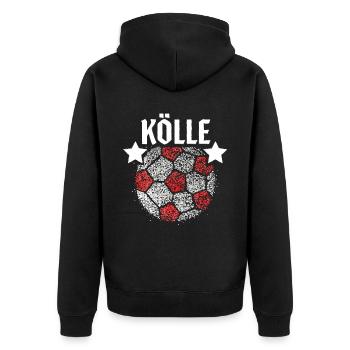 Kölle Fussball Köln Karneval Kostümersatz Rot Weiß - Unisex Premium Bio Zip Hoodie - Schwarz - Hinten - Nico (187cm)