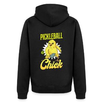 Pickleball Cute Chicken Girl - Unisex Premium Bio Zip Hoodie - Schwarz - Hinten - Nico (187cm)