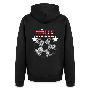 Kölle Köln Kölsch Rot Weiß Karneval Fasching - Unisex Premium Bio Zip Hoodie - Schwarz - Hinten - Nico (187cm)