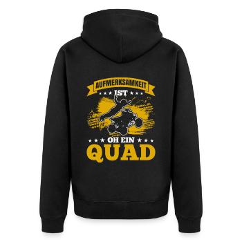 Aufmerksamkeit Ist Oh Ein Quad Geschenk - Unisex Premium Bio Zip Hoodie - Schwarz - Hinten - Nico (187cm)