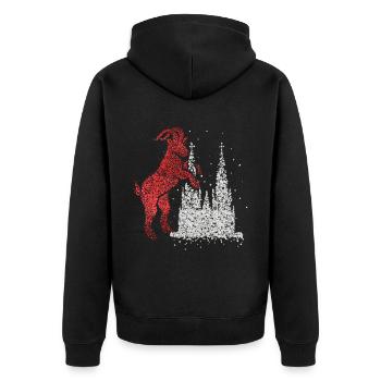 Kölner Dom Köln Rot Weiß Kölle Karneval Konfetti - Unisex Premium Bio Zip Hoodie - Schwarz - Hinten - Nico (187cm)