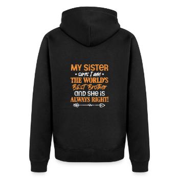 Brother - Unisex Premium Organic Zip Hoodie - black - Back - Nico (187cm)