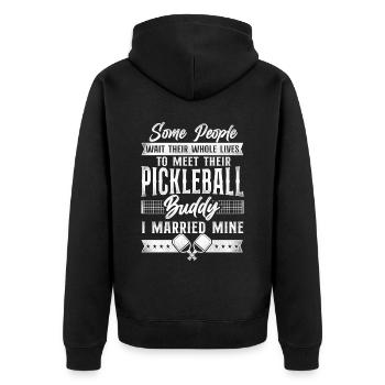 Pickleball Husband Wife Marriage - Unisex Premium Bio Zip Hoodie - Schwarz - Hinten - Nico (187cm)