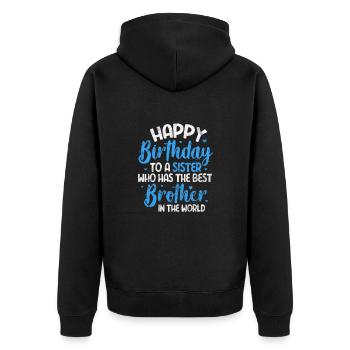 Bruder - Unisex Premium Bio Zip Hoodie - Schwarz - Hinten - Nico (187cm)