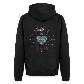 Konfetti im Herzen Karneval Fasching Konfetti - Unisex Premium Bio Zip Hoodie - Schwarz - Hinten - Nico (187cm)