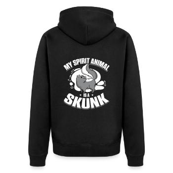 Stinktier - Unisex Premium Bio Zip Hoodie - Schwarz - Hinten - Nico (187cm)