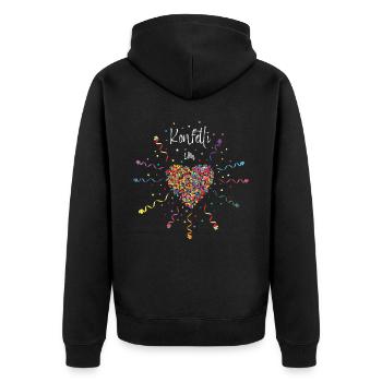 Konfetti im Herzen Karneval Fasching Kostümersatz - Unisex Premium Bio Zip Hoodie - Schwarz - Hinten - Nico (187cm)