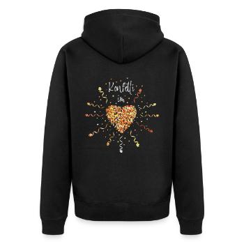 Konfetti im Herzen Karneval Fasching Kölnerin - Unisex Premium Bio Zip Hoodie - Schwarz - Hinten - Nico (187cm)