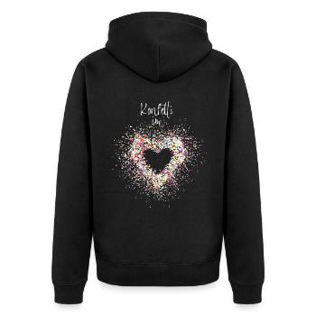 Konfetti im Herz Karneval Fastelovend Fasching - Unisex Premium Bio Zip Hoodie - Schwarz - Hinten - Nico (187cm)
