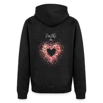 Konfetti im Herz Karneval Fasching Fastelovend - Unisex Premium Bio Zip Hoodie - Schwarz - Hinten - Nico (187cm)