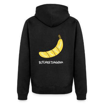 Butcher Diagram Banana Fruit Fruit - Unisex Premium Organic Zip Hoodie - black - Back - Nico (187cm)