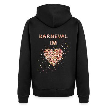 Karneval im Herzen Fasching Konfetti Kostümersatz - Unisex Premium Bio Zip Hoodie - Schwarz - Hinten - Nico (187cm)