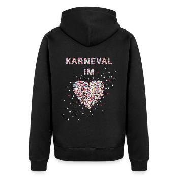 Karneval im Herzen Fastelovend Weiberfasnacht Narr - Unisex Premium Bio Zip Hoodie - Schwarz - Hinten - Nico (187cm)