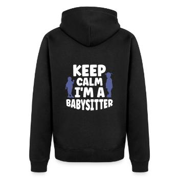 Babysitter Geschenk Babysitting Bester Babysitter - Unisex Premium Bio Zip Hoodie - Schwarz - Hinten - Nico (187cm)