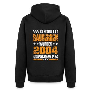 Bauherr Geburtstag Die Besten Bauherren wurden2004 - Unisex Premium Bio Zip Hoodie - Schwarz - Hinten - Nico (187cm)
