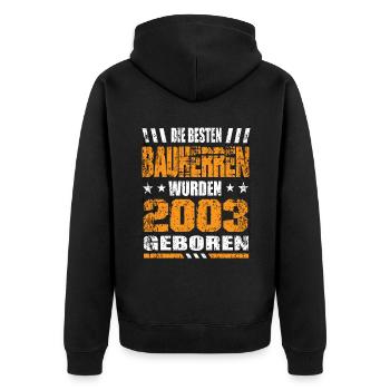 Bauherr Geburtstag Die Besten Bauherren wurden - Unisex Premium Bio Zip Hoodie - Schwarz - Hinten - Nico (187cm)