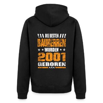 Bauherr Geburtstag Die Besten Bauherren wurden - Unisex Premium Bio Zip Hoodie - Schwarz - Hinten - Nico (187cm)