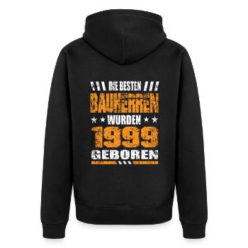 Bauherr Geburtstag Die Besten Bauherren wurden - Unisex Premium Bio Zip Hoodie - Schwarz - Hinten - Nico (187cm)