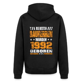 Bauherr Geburtstag Die Besten Bauherren wurden - Unisex Premium Bio Zip Hoodie - Schwarz - Hinten - Nico (187cm)