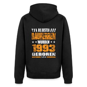 Bauherr Geburtstag Die Besten Bauherren wurden - Unisex Premium Bio Zip Hoodie - Schwarz - Hinten - Nico (187cm)