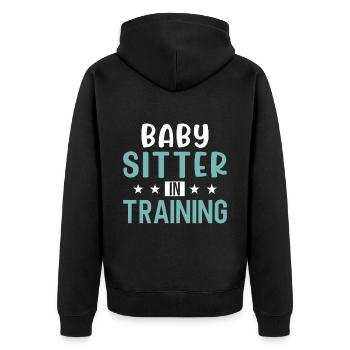 Babysitter Geschenk Babysitting Bester Babysitter - Unisex Premium Bio Zip Hoodie - Schwarz - Hinten - Nico (187cm)